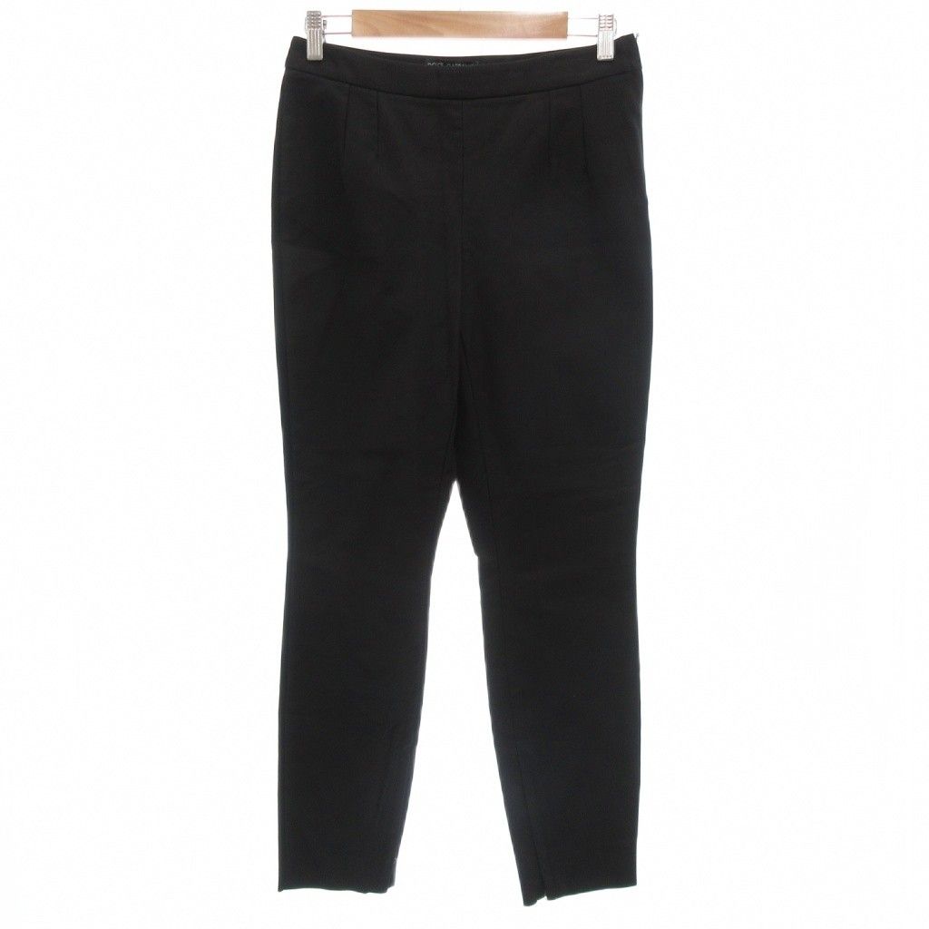 ドルチェ-ガッバーナ ドルガバ DOLCE-GABBANA ストレッチパンツ 40 裾ジップ イタリア製 タック 黒 ブラック GV GY19