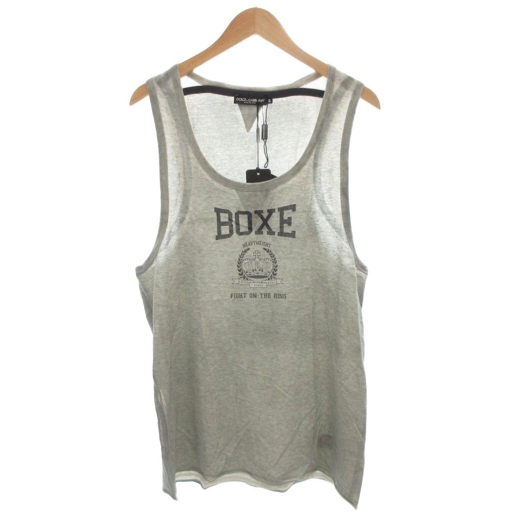ドルチェ-ガッバーナ ドルガバ DOLCE-GABBANA BOXE タンクトップ プリント コットン 48 グレー GV GY19