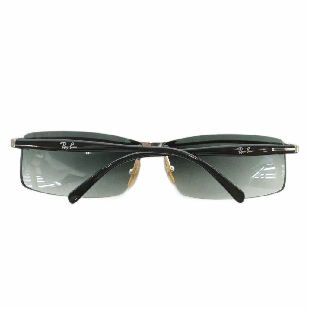 レイバン RAY BAN 眼鏡 サングラス メタルフレーム グラデーション ハーフリム スクエア ロゴ 67 10 黒 ブラック シルバー色 RB3296 XZ GY18