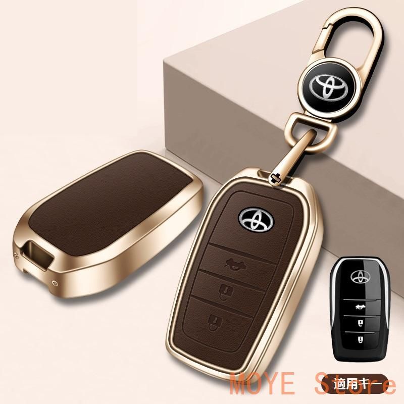  新品★トヨタ TOYOTA★ゴールド/ブラウン★キーケース キーカバー キーホルダー 車用 キーチェーン レザー+合金 キーホルダー 傷防止 防水 防塵 B番 YSK1105 その他