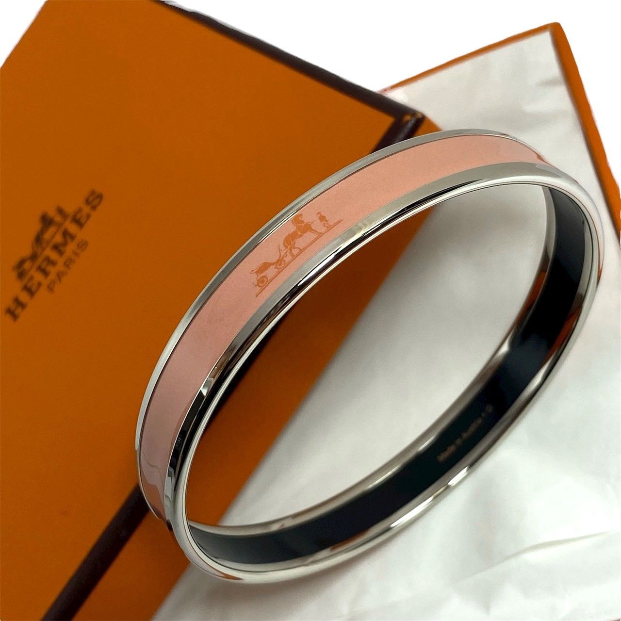 3160 HERMES エルメス エマイユ エナメル バングル カレーシュ PK SV