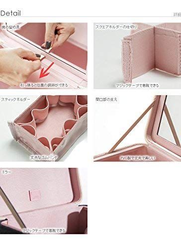 メイクボックス 鏡付き 大容量 持ち運び コスメボックス かわいい コンパクト バニティポーチ おしゃれ コスメ収納 メイクポーチ メイク 収納 ボックス 完成品 ピンクベージュ NEXPOTALLINN_EU