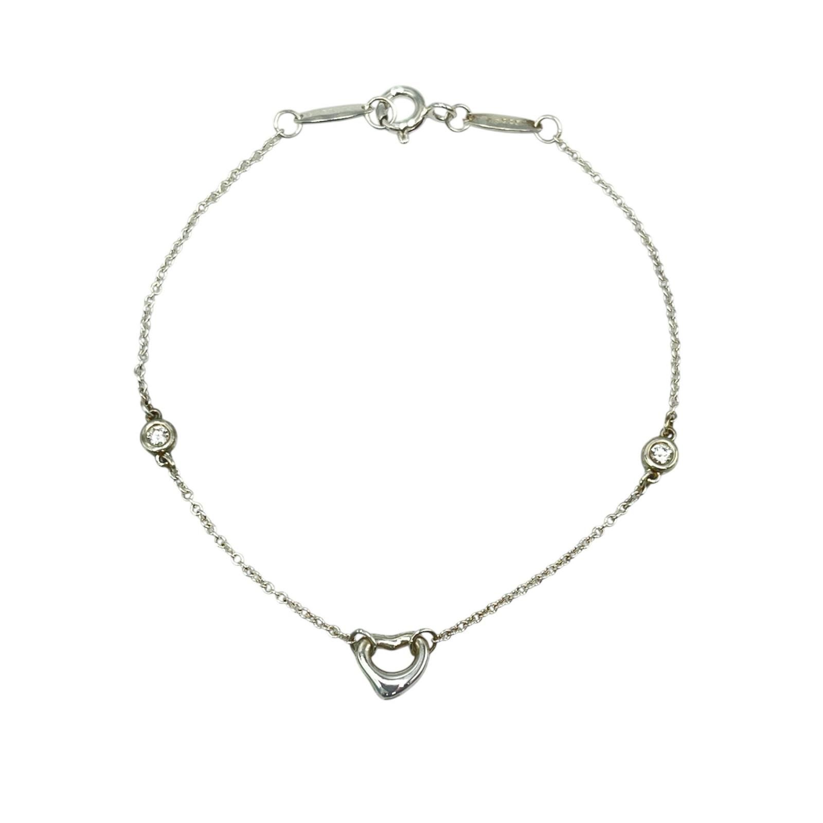ティファニー TIFFANY-Co. ブレスレット バイザヤード オープンハート 2Pダイヤモンド シルバー925 レディース