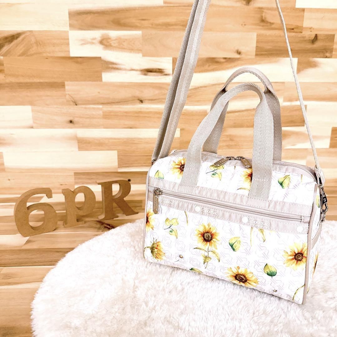 希少【レスポートサック】花柄 ひまわり ミニボストン2wayショルダー