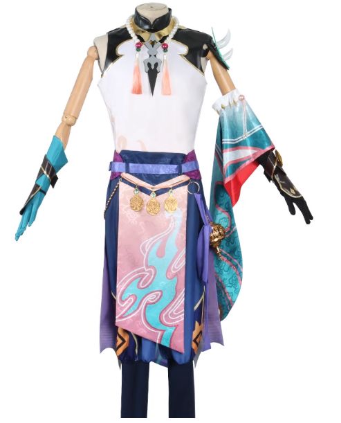 原神 魈 コスプレ衣装 フルセット - 護法夜叉スタイル - 仮面 ウィッグ付き