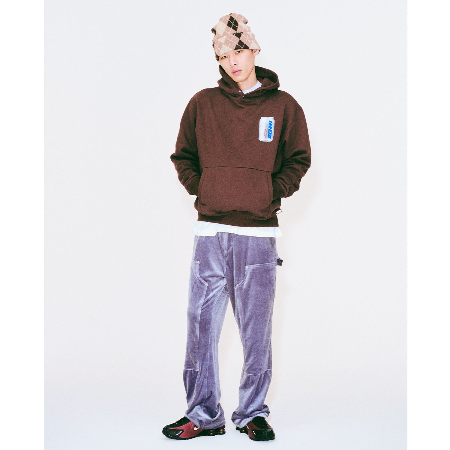 ICE - TECHNO VELOUR DOUBLE KNEE LT.BLUE ダブルニーパンツ ベロアパンツ ボトムス メンズ ライトブルー