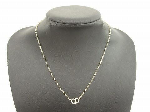 クリスチャンディオール Christian Dior CD ロゴ ネックレス メタル ゴールド レディース