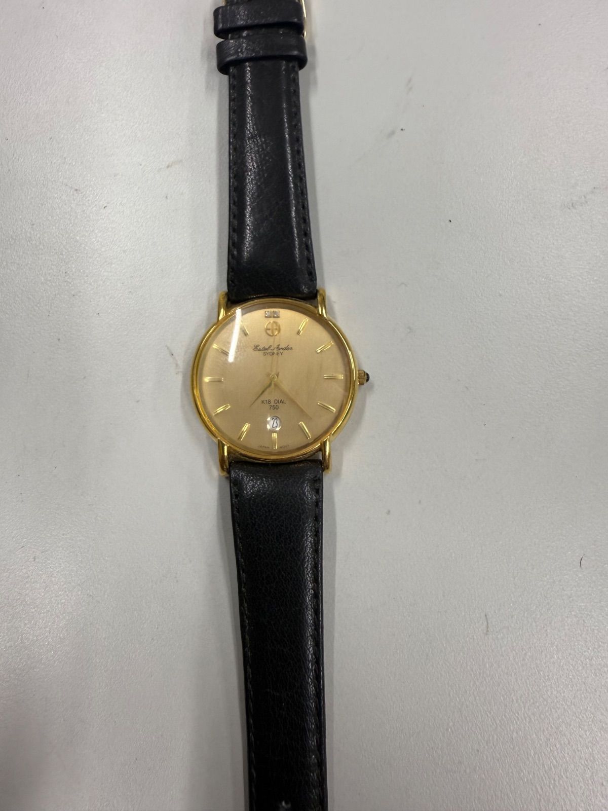 a 1エステルアーデン E 18005 クォーツ K 18 DIAL 750 腕時計 デイト メンズ 不動