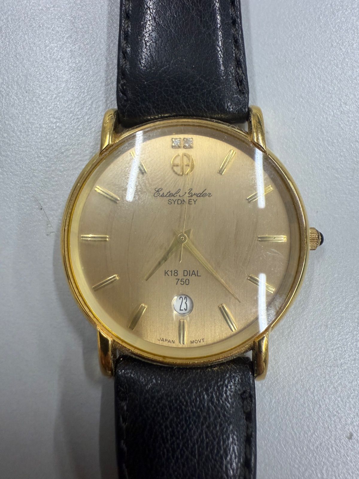 a 1エステルアーデン E 18005 クォーツ K 18 DIAL 750 腕時計 デイト メンズ 不動