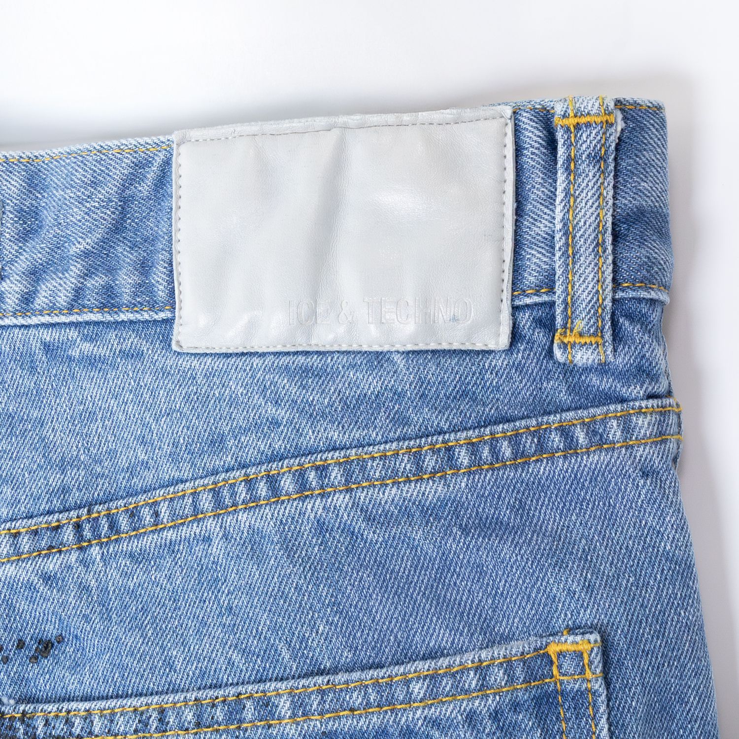 ICE & TECHNO | PRINTED WHISKER DENIM (BLUE) デニムパンツ ワイド 