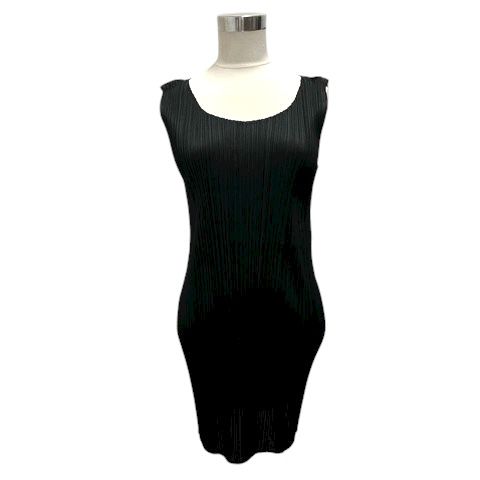 プリーツプリーズ PLEATS PLEASE PP55-JT101 ワンピース クルーネック ノースリーブ リブ ミニ丈 3 黒 ブラック