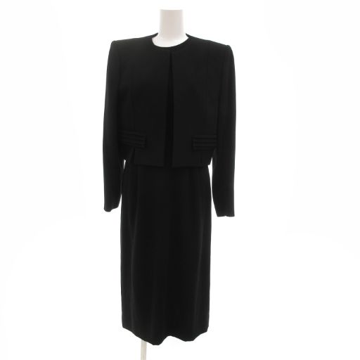 クロエ CHLOE ヴィンテージ ブラックフォーマル アンサンブル ジャケット ワンピース ちりめん 9 黒 ブラック JS GY44