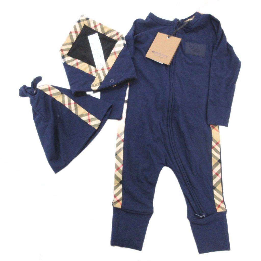 BURBERRY キッズ ノバチェック ロンパース 帽子3点セット タグ付き BURBERRY キッズ ノバチェック ロンパース 帽子3点セット タグ付き