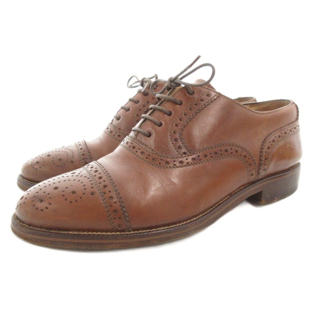 ロブス LOBB S ビジネスシューズ ドレス 革靴 レースアップ ブローグ ストレートチップ メダリオン レザー 6 茶 ブラウン GV GY 18