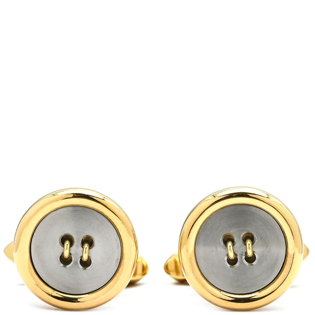 ブルガリ BVLGARI カフス K18YG K18WG イエローゴールド×ホワイトゴールド ボタンモチーフ カフリンクス Au750 18K 18金