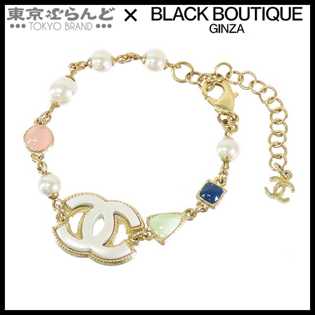 シャネル CHANEL ココマーク ブレスレット ゴールドxホワイト メタル コスチュームパール GP A19P レディース 241100081757