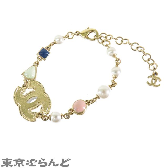 シャネル CHANEL ココマーク ブレスレット ゴールドxホワイト メタル コスチュームパール GP A19P レディース 241100081757