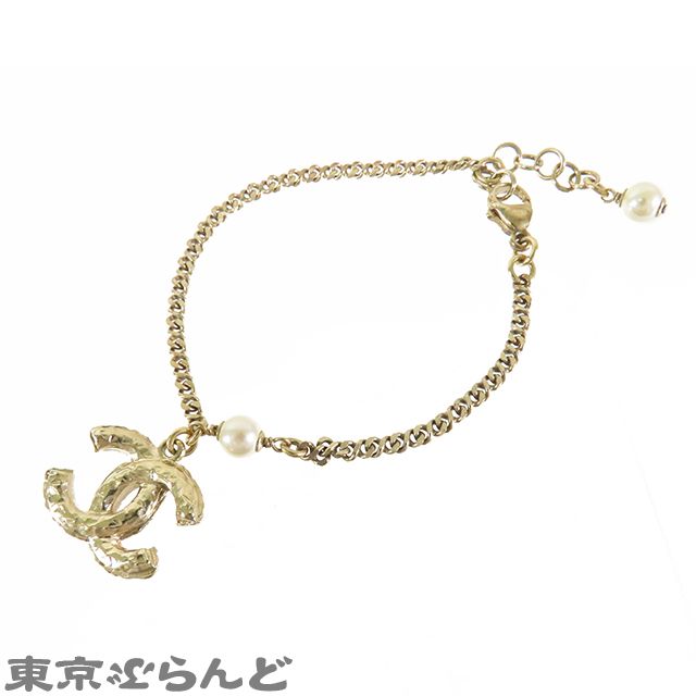 シャネル CHANEL ココマーク ブレスレット ゴールド メタル コスチュームパール ラインストーン GP C21A レディース 001014068