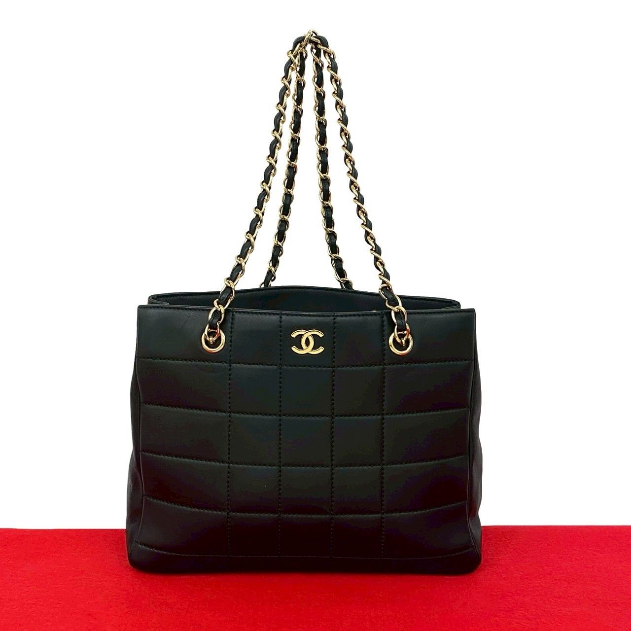 ✨美品✨CHANEL チョコバー ハンドバッグ ココマーク ロゴ金具 ラムスキン 極 美品 シール有 7番台 CHANEL シャネル チョコバー ココマーク