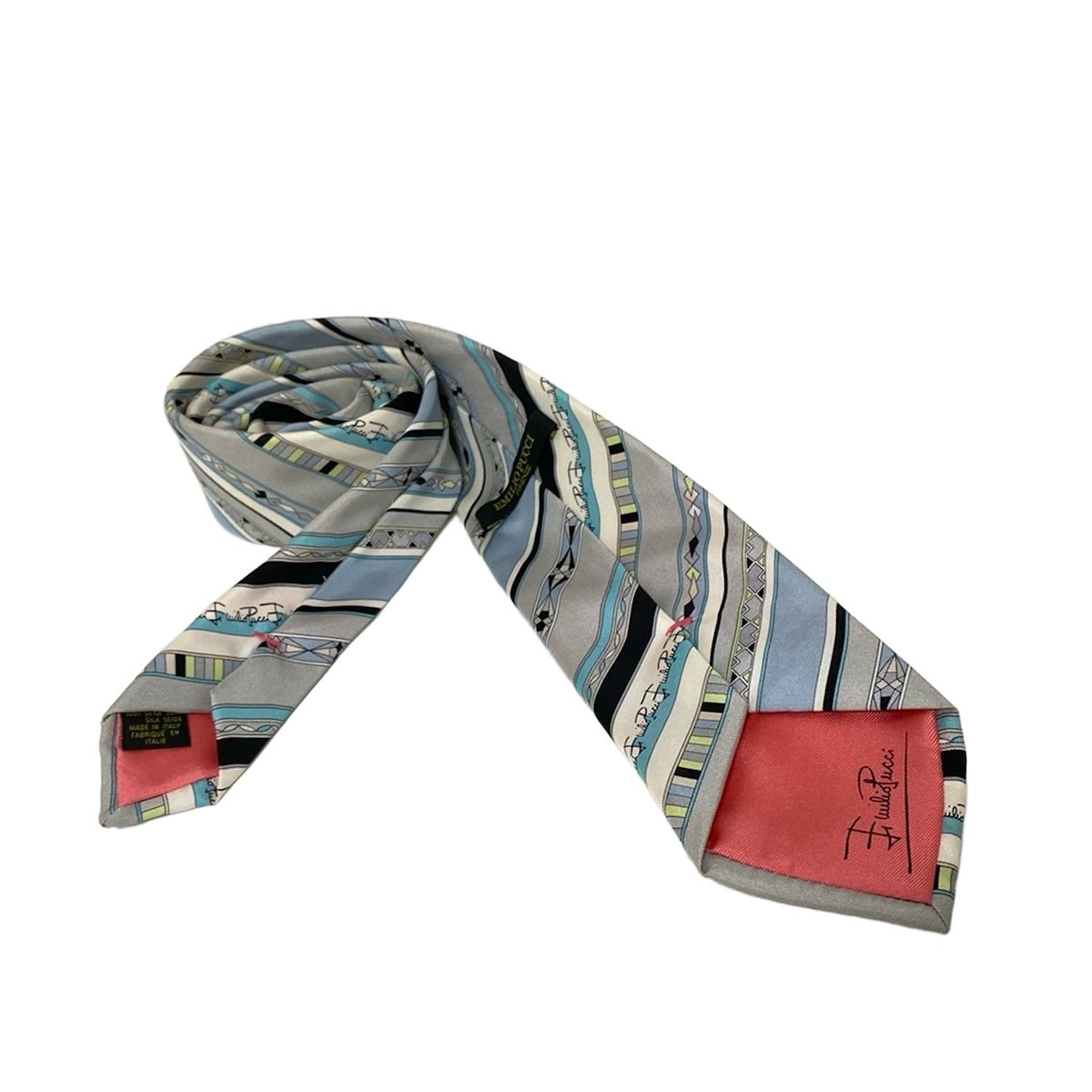 EMILIO PUCCI エミリオプッチ ネクタイ メンズ - グレー×ライトブルー×マルチ レジメンタル