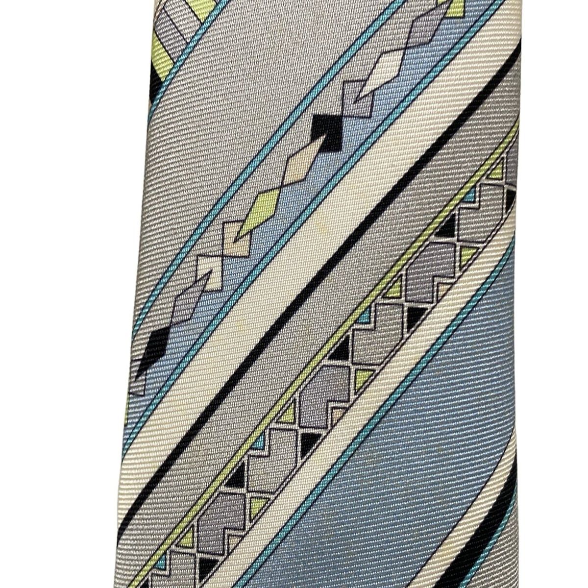 EMILIO PUCCI エミリオプッチ ネクタイ メンズ - グレー×ライトブルー×マルチ レジメンタル