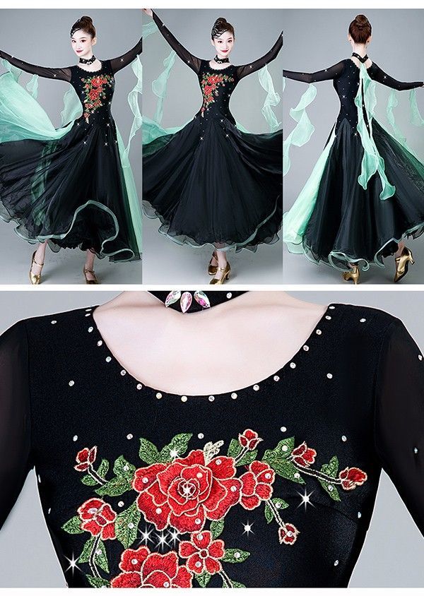 社交ダンスドレス フロート 上品 競技用 社交ダンス衣装 ワンピース ドレス キラキラ 社交ダンス ダンスウエア 広がる 舞台 豪華 LLC-HASEGAWATOSO_COM