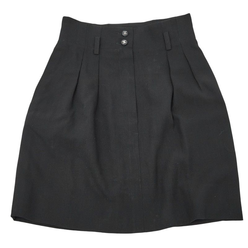 シャネル ココマーク スカート サイズ 46 ブラック ウール モヘア レディース CHANEL 1-0235082