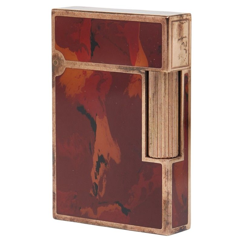 デュポン ローラー式 マーブル ガスライター ゴールド レッド マルチ メッキ メンズ Dupont 1-0239201