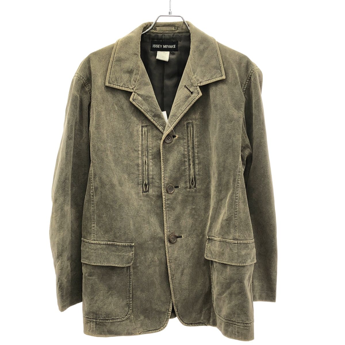 ISSEY MIYAKE イッセイミヤケ 本物 ポリエステルスウェードジャケット ME28-FD100 ブラウン 1 ISSEY MIYAKE イッセイ ミヤケ