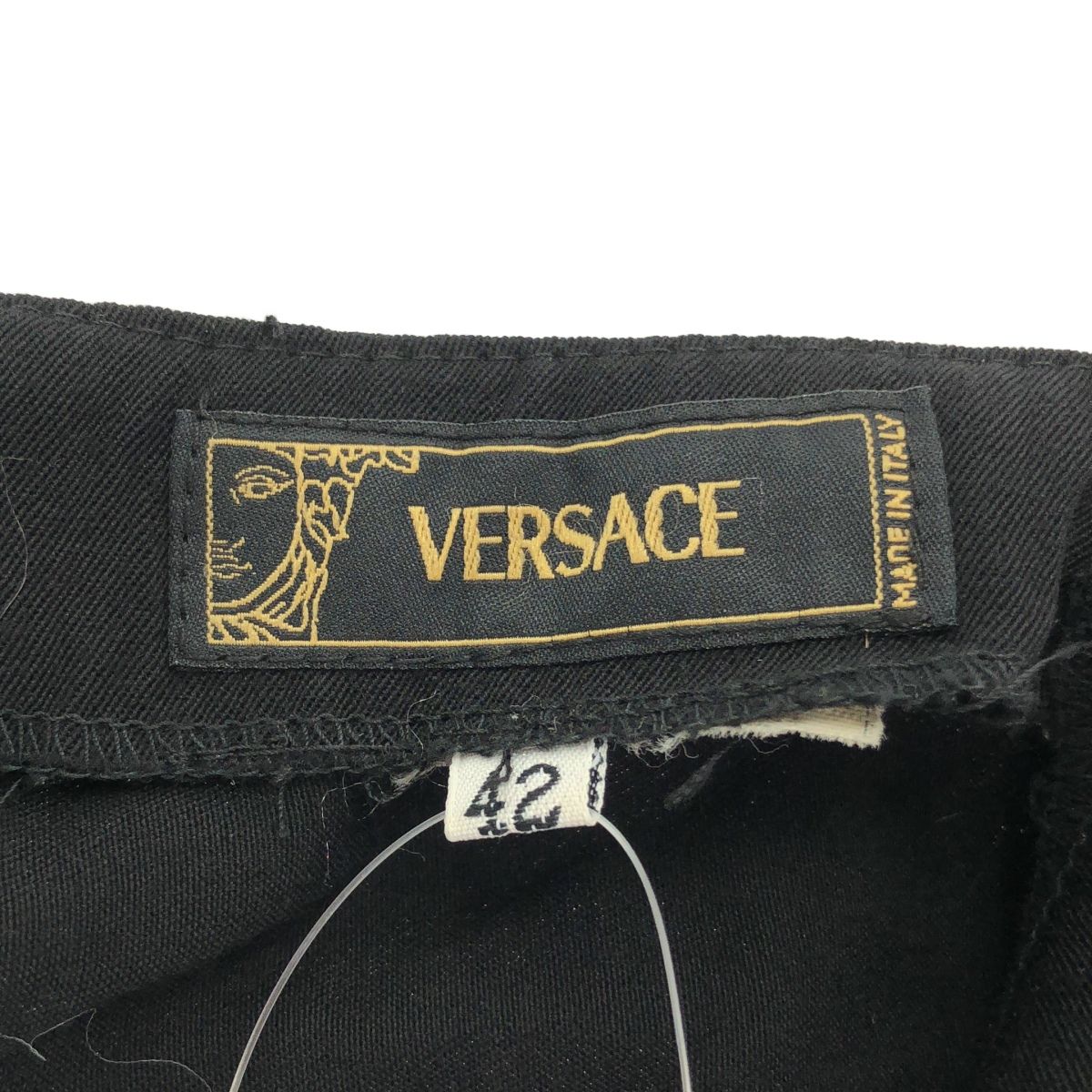 【驚きの価格が実現！】 VERSACE ヴェルサーチ チェーンボンテージデザインパンツ ブラック 42