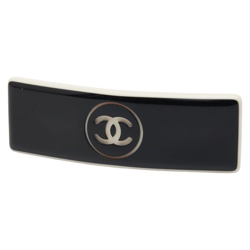 シャネル ココマーク バレッタ ヘアクリップ ブラック ベージュ プラスチック メタル レディース CHANEL 1-0240238