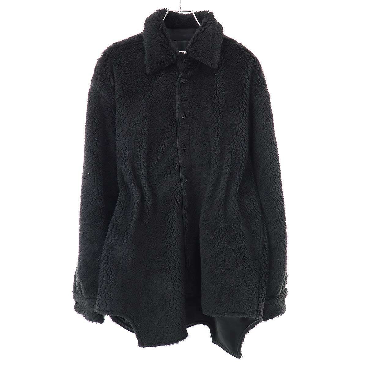 Maison Margiela 1 10 メゾン マルジェラ 24SS Fleece Overshirt テディフェイクファーオーバーサイズシャツ S50FP0026 S25615 ブラック 38