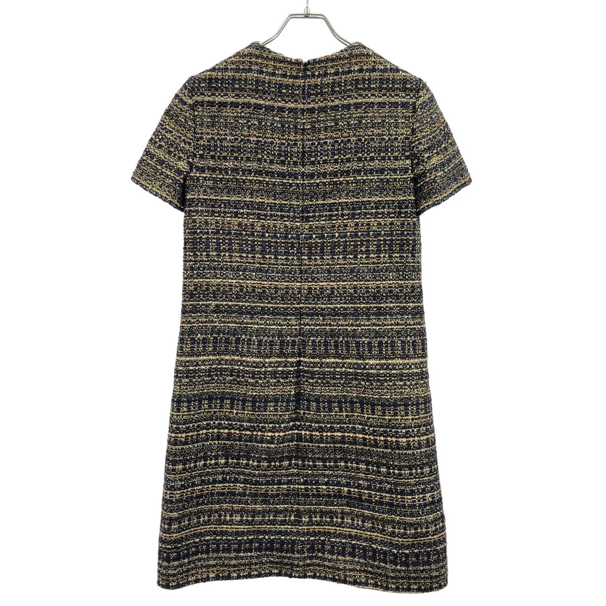 VALENTINO ヴァレンティノ ツイードドレス 3B3VA5A5869 ゴールド×ネイビー 40