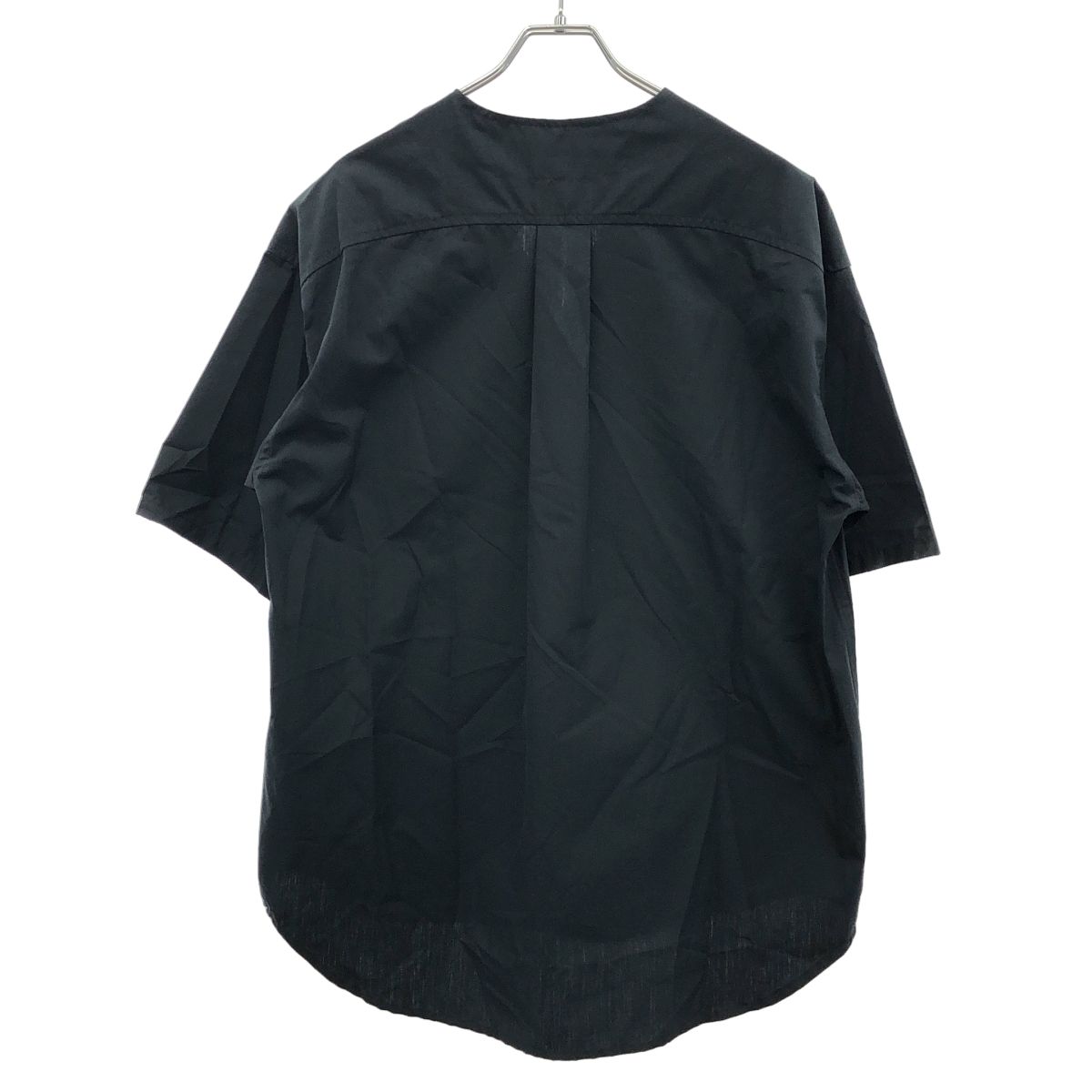 Lownn ローン COLLARLESS SHORT SLEEVE SHIRT ショートスリーブシャツ ブラック 46
