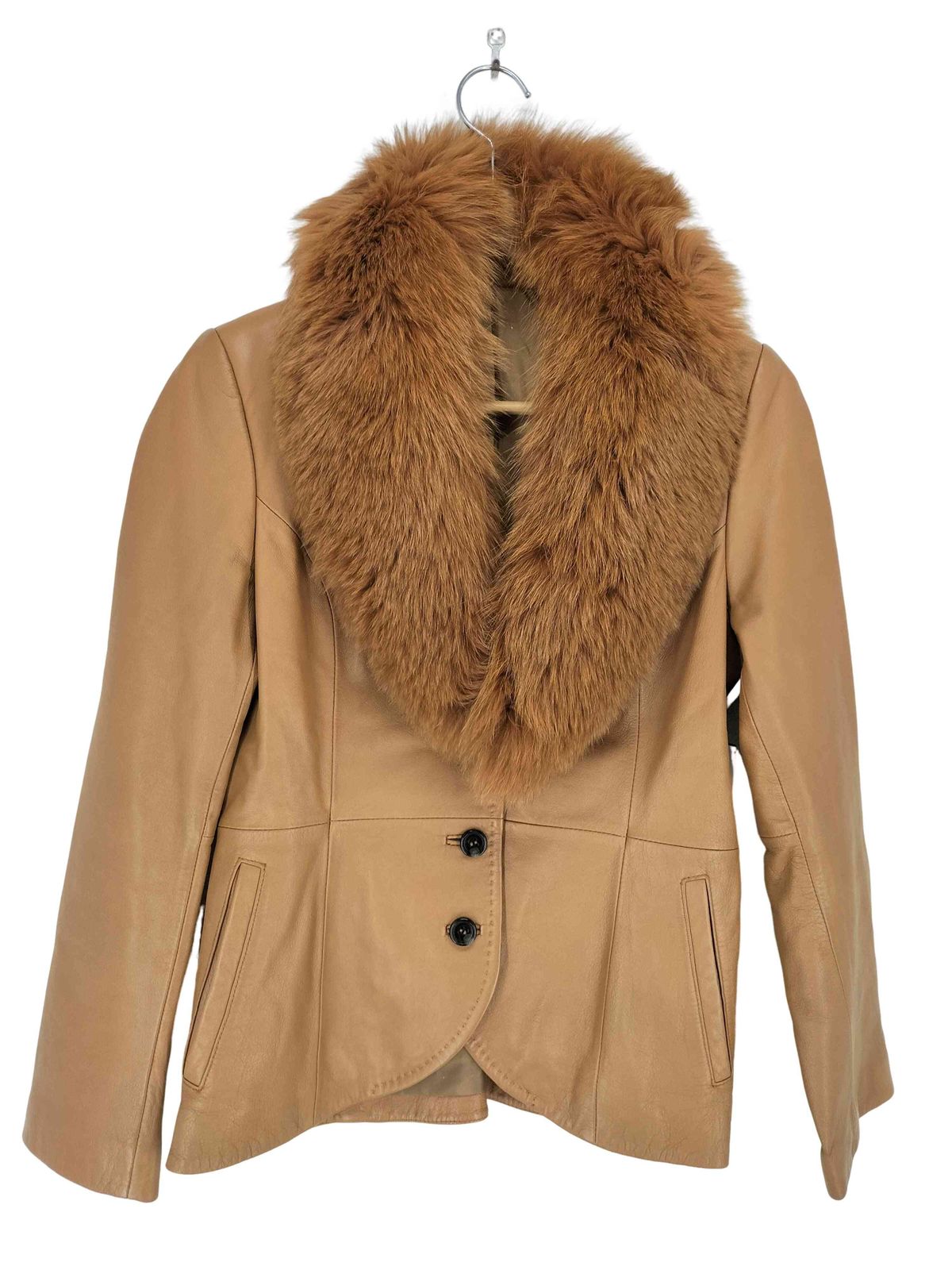 ユーズドフルギ 古着 フォックスファー ラムレザーテーラードジャケット レディース 9AR