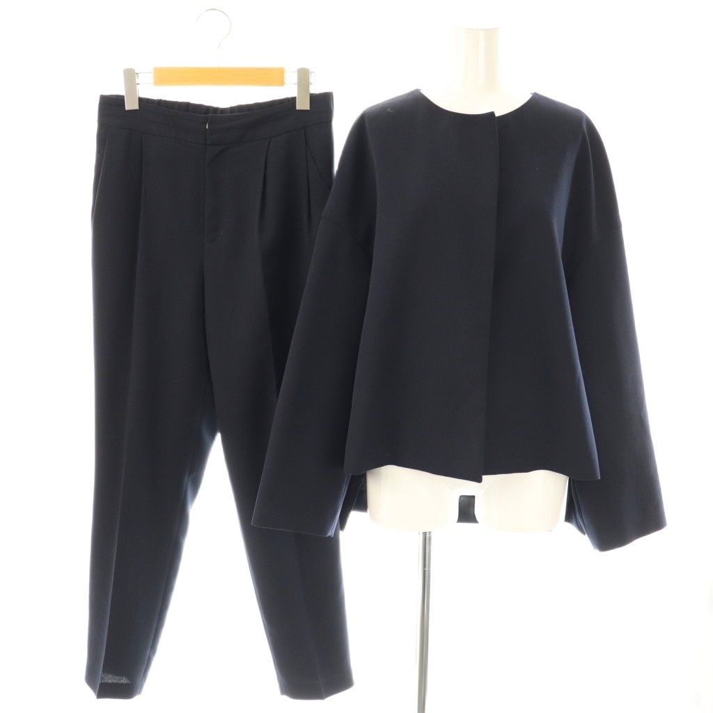 アドーア クールジョーゼットノーカラージャケット×パンツ スーツ セットアップ アドーア ADORE クールジョーゼットノーカラージャケット×パンツ
