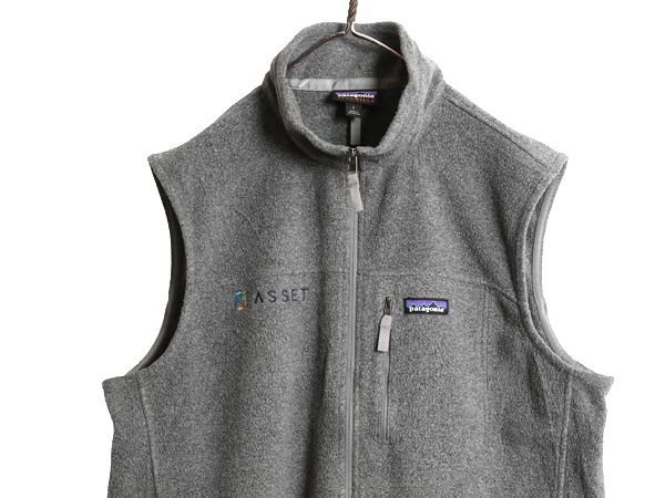 なクーポン配布中! US企画 パタゴニア クラシック シンチラ フリース ベスト メンズ L 19年製 前開き フルジップ 重ね着 ハイネック ワンポイント 企業 灰