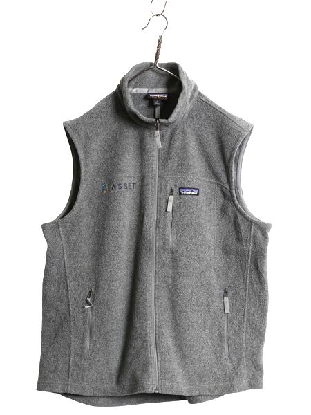 なクーポン配布中! US企画 パタゴニア クラシック シンチラ フリース ベスト メンズ L 19年製 前開き フルジップ 重ね着 ハイネック ワンポイント 企業 灰