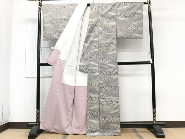 平和屋着物▽上質な小紋 単衣 抽象文 正絹 逸品 CAAT6590xi