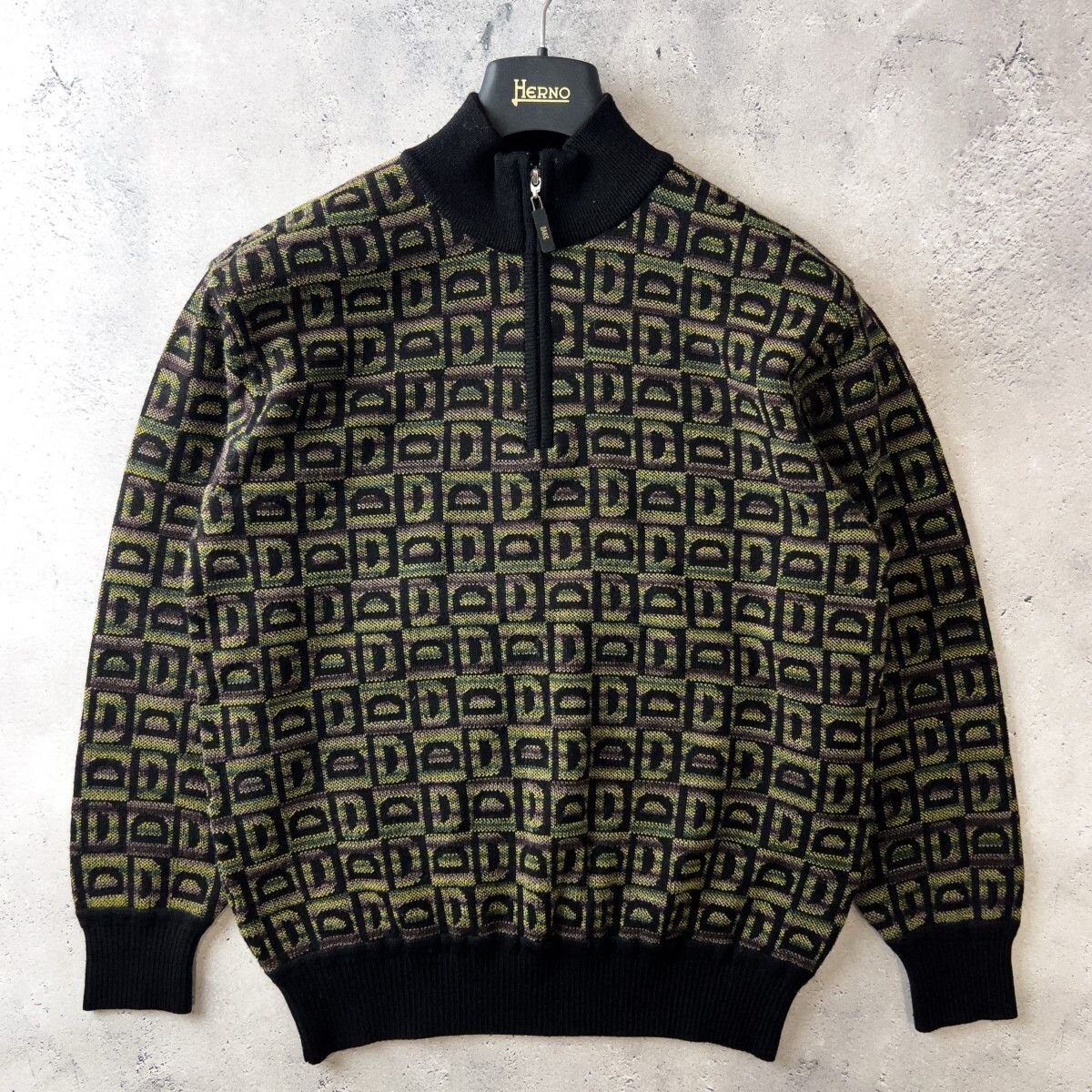 DAKS GOLF ダックス ゴルフ ハーフジップ 長袖 ウール ハイネック ニット セーター メンズ M 黒 上質 秋冬 ゴルフウェア トップス