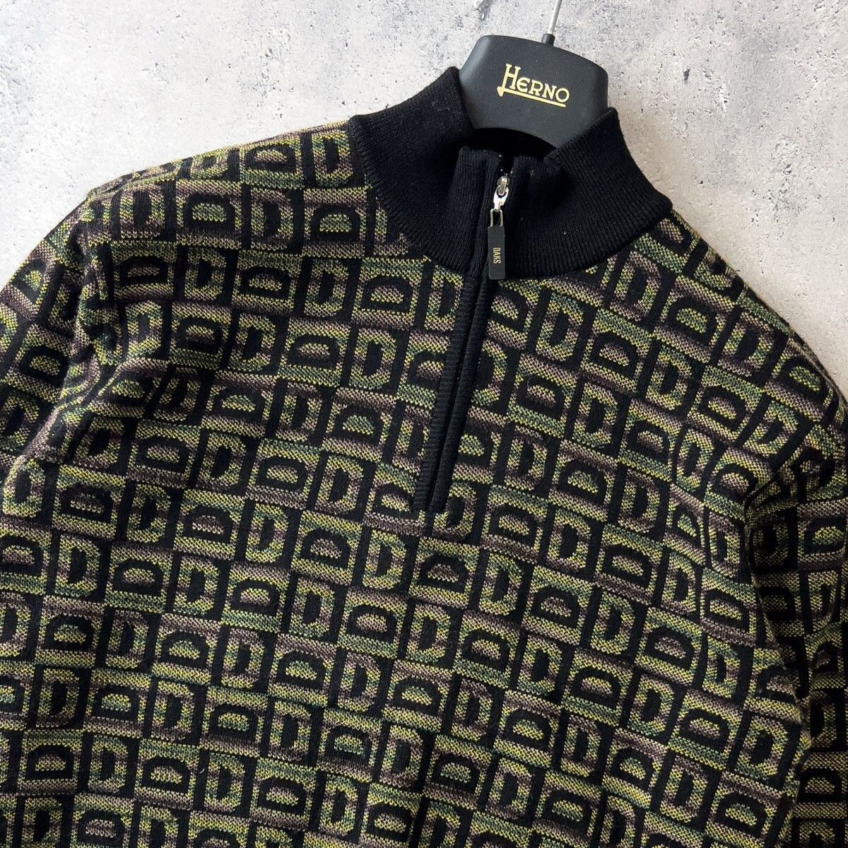 DAKS GOLF ダックス ゴルフ ハーフジップ 長袖 ウール ハイネック ニット セーター メンズ M 黒 上質 秋冬 ゴルフウェア トップス