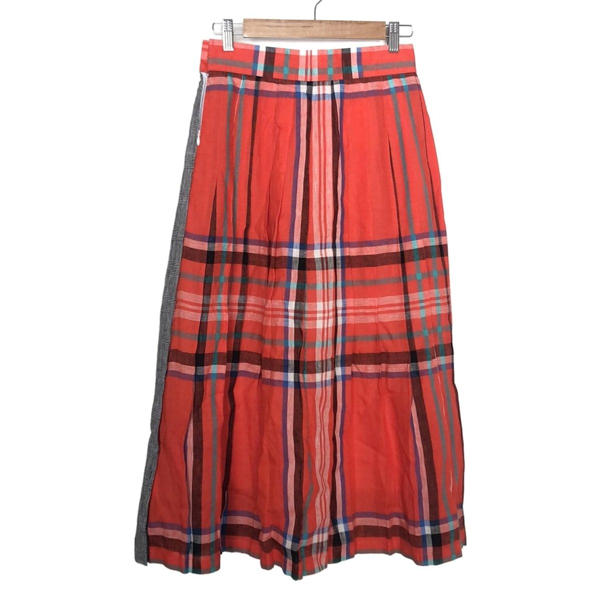 O NEIL OF DUBLIN オニールオブダブリン ロングスカート サイズ42 L レディース - レッド×ブルー×マルチ チェック柄 プリーツ