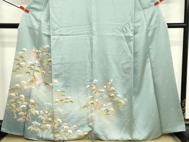 平和屋着物□訪問着 駒刺繍 風景花文 暈し染め 金彩 正絹