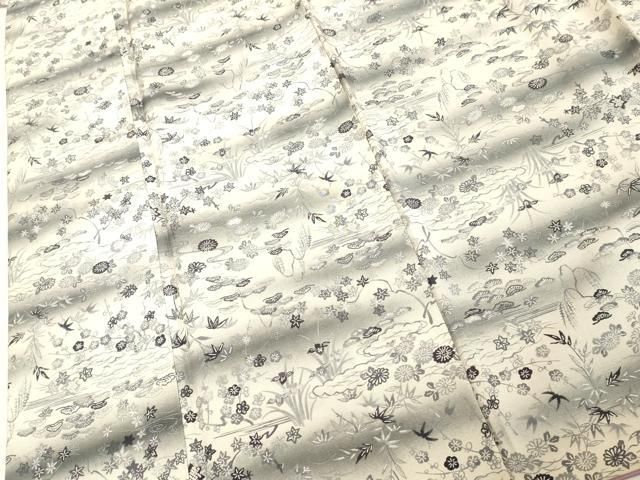 平和屋着物□上質な小紋 紬地 型染め 草花文 暈し染め 正絹 逸品