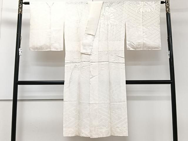 平和屋着物□長襦袢 無双仕立て 紗綾形花文 象牙色 正絹 逸品