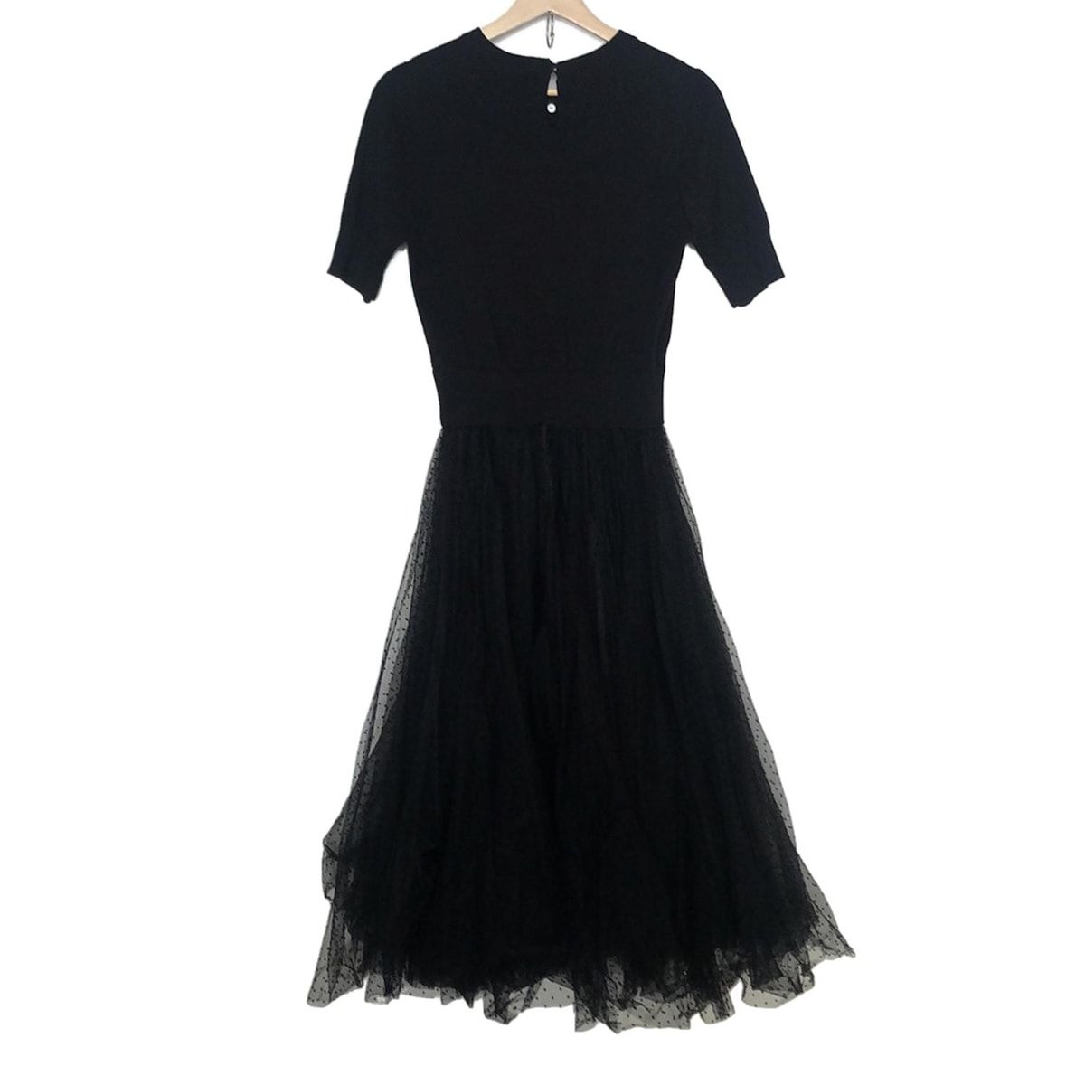 JENNE ジェンヌ ワンピース サイズM レディース - 黒 クルーネック 半袖 ロング チュール