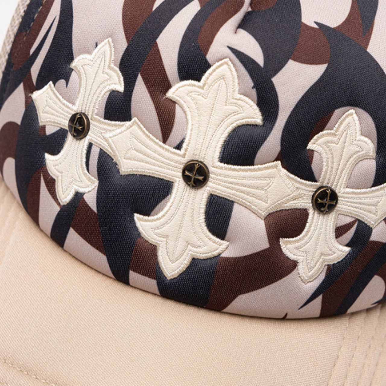 SUPPLIER サプライヤー Tribal Camo Cross Leather Patch Mesh Cap Beige メッシュキャップ 帽子 ストリートファッション