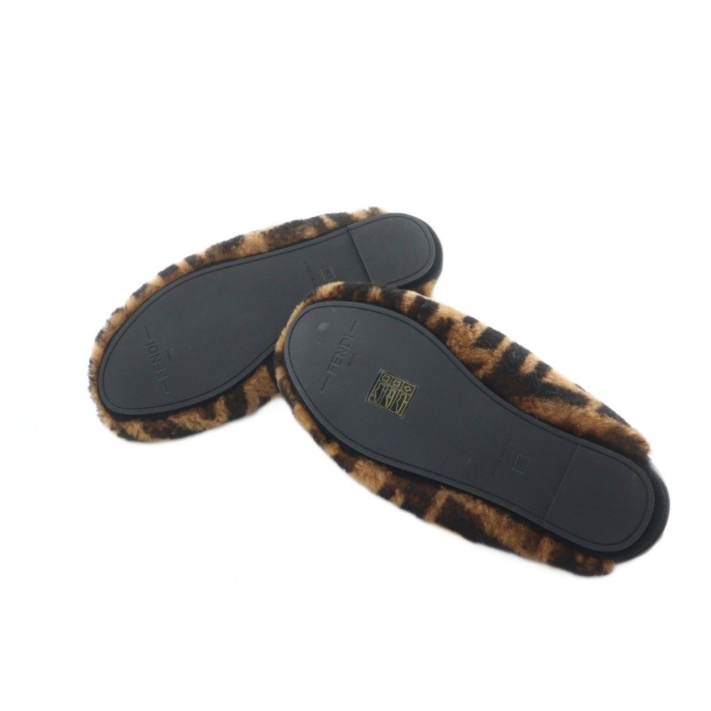 フェンディ FENDI ルームスリッパ シューズ スリッポン ファー ズッカ ロゴ 総柄 36 23cm 茶 ブラウン GY01 MQ OH NEXPOTALLINN_EU