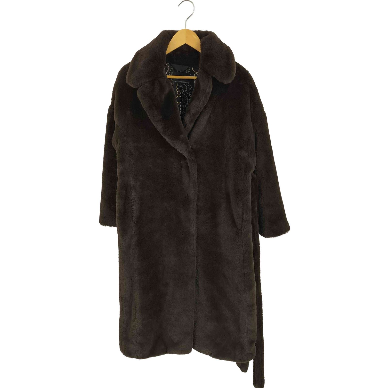 バナナリパブリック BANANA REPUBLIC 裏地総柄 ベルテッド フェイクファーコート レディース import S