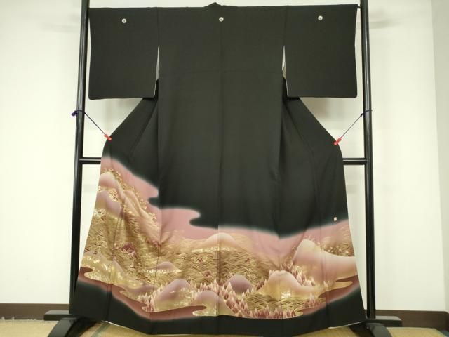 平和屋着物□豪華黒留袖 作家物 立波松文 暈し染め 金彩 正絹 逸品
